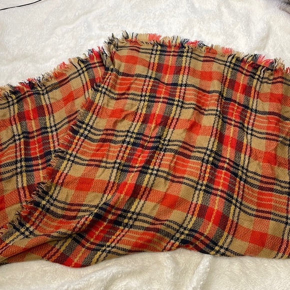 Orange, Navy, Tan‎ Blanket Scarf - Picture 4 of 4